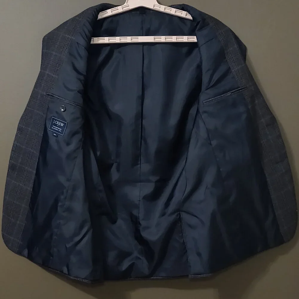 J. Crew Thompson Classic Fit Wool Blend Windowpane Blazer SIZE 36R